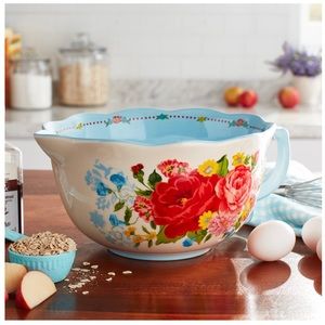 The Pioneer Woman Sweet Rose 12-Inch Ceramic Batter Mixing Bowl with Spout